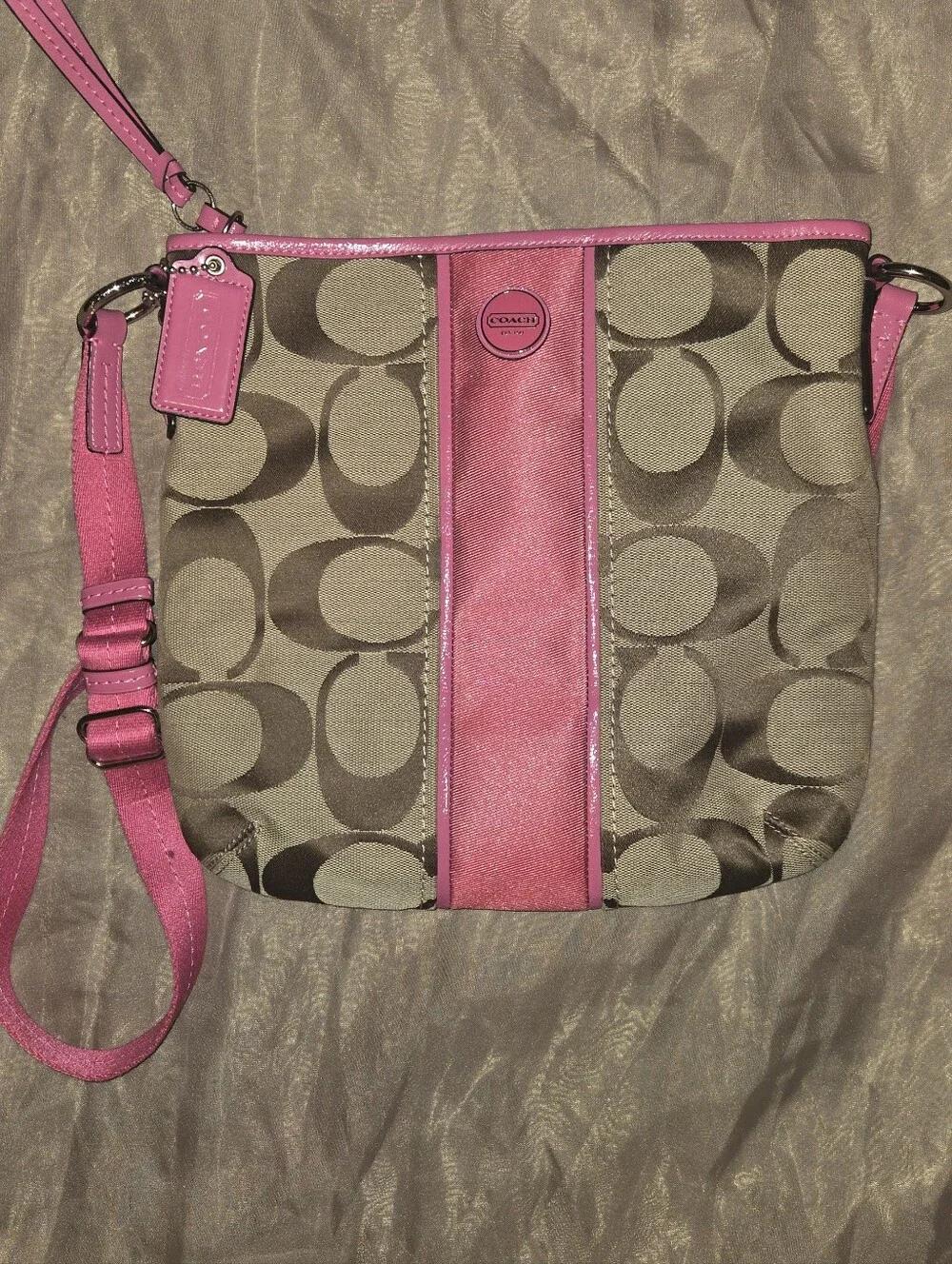 Coach Pink Trim Signature Crossbody Bag